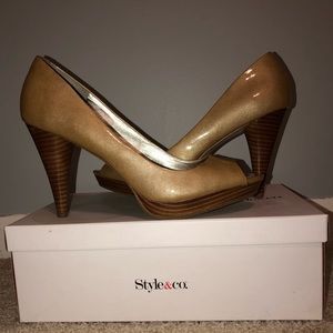 Gold Style&co Peeptoe Heels